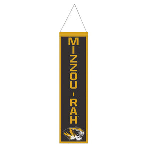 Mizzou Tigers MIZZOU-RAH Tiger Head Black and Gold Wool Banner
