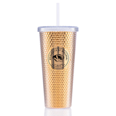 Mizzou Tiges Studded Gold Tumbler with Straw