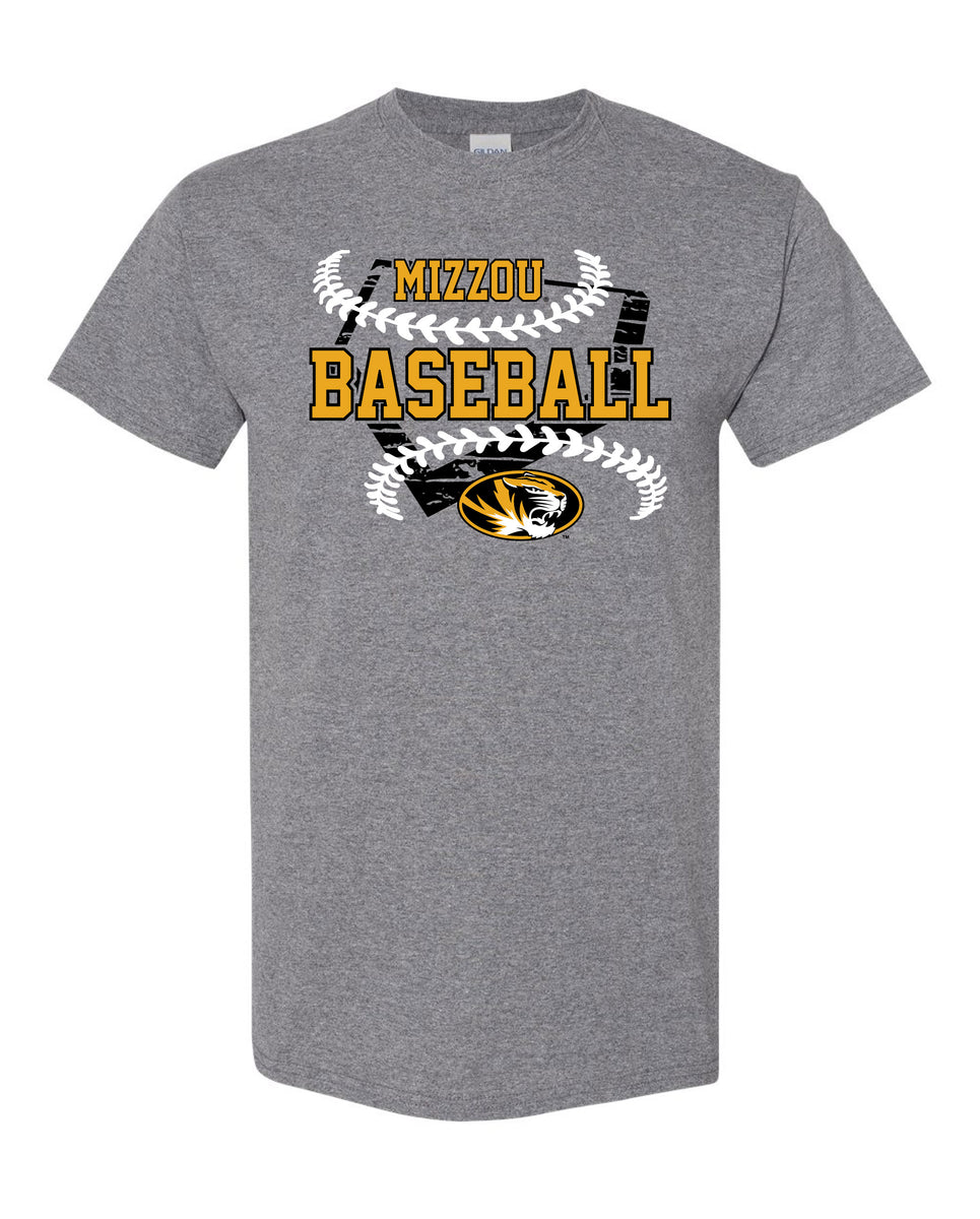 Mizzou Tigers Baseball Home Plate Oval Tiger Head Grey TShirt Tiger