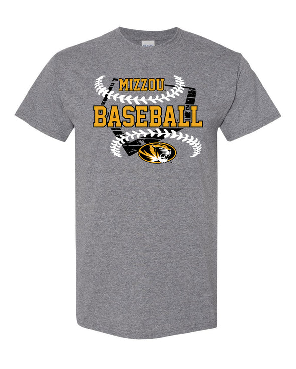 Mizzou Tigers Baseball Home Plate Oval Tiger Head Grey T-Shirt