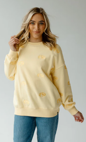Mizzou Tigers Gameday Social Oversized Tonal Oval Tiger Head Patter All Over Yellow Sweatshirt