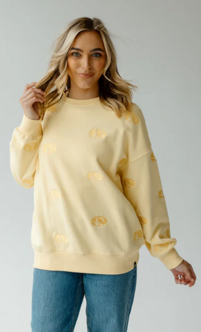 Mizzou Tigers Gameday Social Oversized Tonal Oval Tiger Head Patter All Over Yellow Sweatshirt