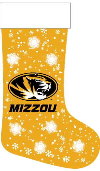 Mizzou Tigers Oval Tiger Head Snowflake Gold Christmas Stocking