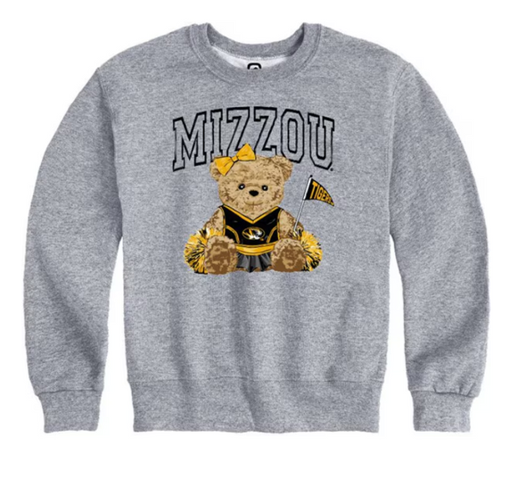 Mizzou Tigers Youth Teddy Bear Grey Crew Neck Sweatshirt