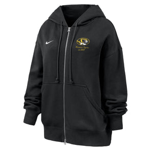 Mizzou Tigers Nike® 2025 Women's Phoenix Full Zip Oval Tiger Head Black Sweatshirt Hoodie