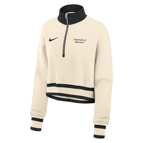 Mizzou Tigers Nike® 2025 Women's 1/4 Zip Crop Phoenix University of Missouri Off White Sweatshirt