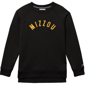 Mizzou Tigers Ladies Mizzou Embroidered Black Crew Neck Sweatshirt