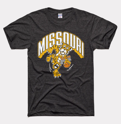 Mizzou Tigers Charlie Hustle Missouri Tiger Basketball Black T-Shirt