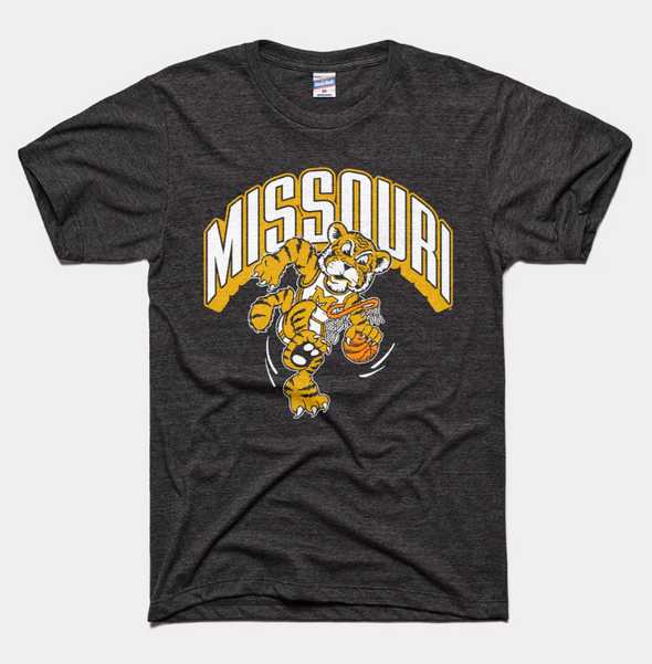 Mizzou Tigers Charlie Hustle Missouri Tiger Basketball Black T-Shirt