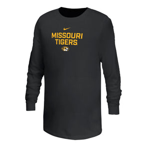 Mizzou Tigers Nike® 2025 Youth Missouri Tigers Black Oval Tiger Head Long Sleeve T-Shirt