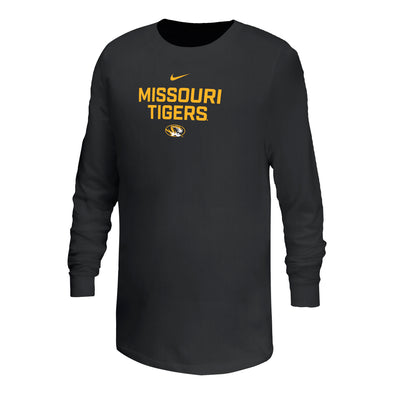 Mizzou Tigers Nike® 2025 Youth Missouri Tigers Black Oval Tiger Head Long Sleeve T-Shirt