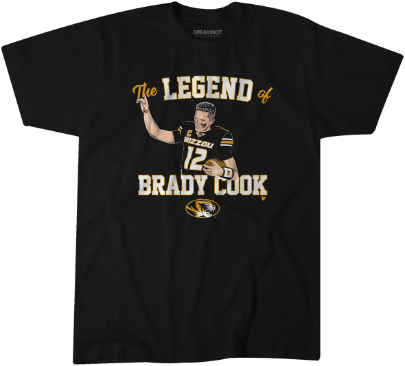 Mizzou Tigers NIL Football 2024 The Legend Brady Cook Black T-Shirt
