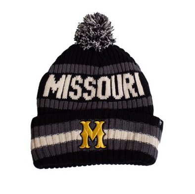 Mizzou Tigers Missouri Scalloped M Striped Black and White Knit Beanie
