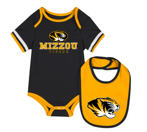 Mizzou Tigers Colosseum Onesie/Bib Oval Tiger Head Mizzou Tigers Black/Gold Set