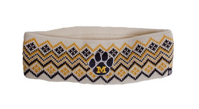Mizzou Tigers Vault M Paw Logo Latte Black and Gold Chevron Knit Headband