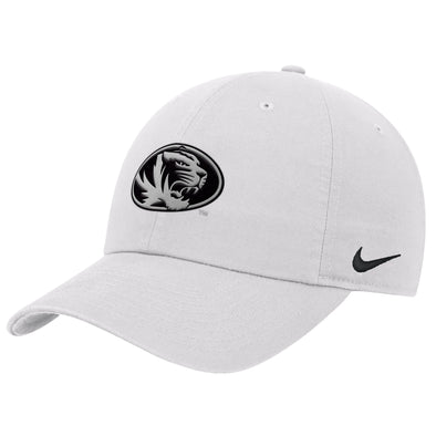 Mizzou Tigers Nike® 2025 Oval Tiger Head Club Tonal White Adjustable Hat