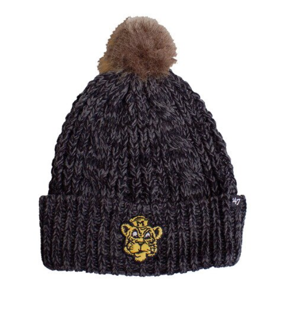 Mizzou Tigers Women's Vault Beanie Tiger with Cuff Black Knit Beanie