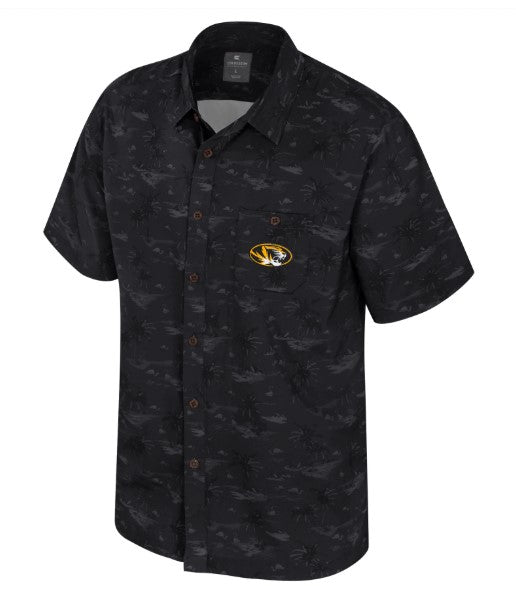 Mizzou Tigers Colosseum Atmosphere Pattern Oval Tiger Head Black Camp Shirt