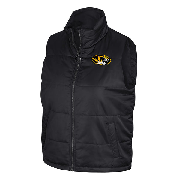 Mizzou Tigers Colosseum Oval Tiger Head Women's Sylvie Puffer Black Vest