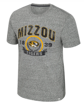 Mizzou Tigers Colosseum Laurels Oval Tiger Head 1839 Grey T-Shirt