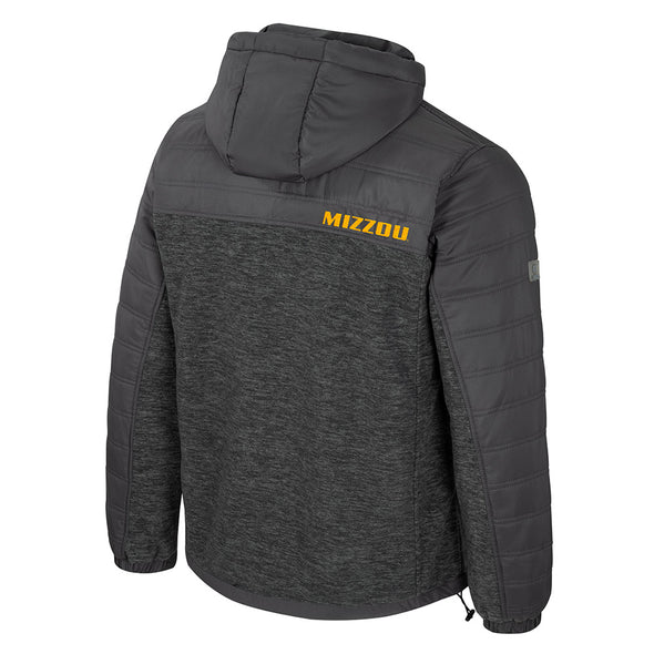 Mizzou Tigers Colosseum Oval Tiger Head Full Zip Nightman Puffer Hooded Charcoal Jacket