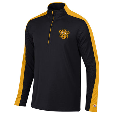 Mizzou Tigers Champion® 1/4 Zip  Vault Beanie Tiger Color Block Black and Gold Long Sleeve