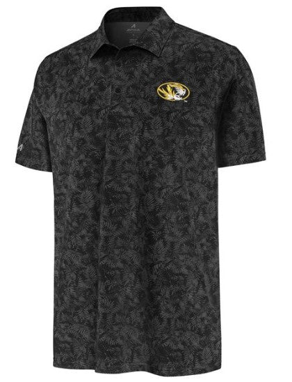 Mizzou Tigers Antigua Lush Oval Tiger Head Black Polo