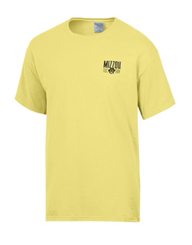 Mizzou Tigers Comfort Wash Vault Paw Est. 1839 Yellow T-Shirt
