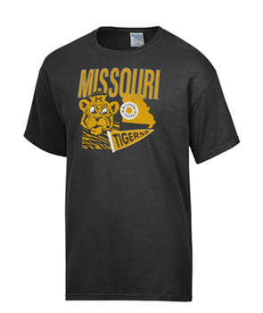 Mizzou Tigers Comfort Wash Vault Beanie Tiger Missouri State Pennant Black T-Shirt