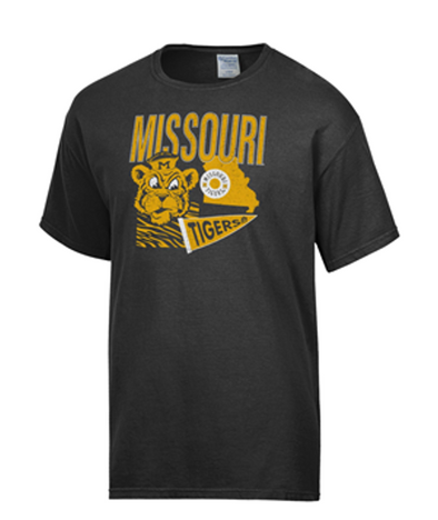 Mizzou Tigers Comfort Wash Vault Beanie Tiger Missouri State Pennant Black T-Shirt
