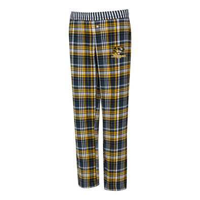 Mizzou Tigers Concept Sports Tiger Head Women's Laney Flannel Plaid Black and Gold Pants