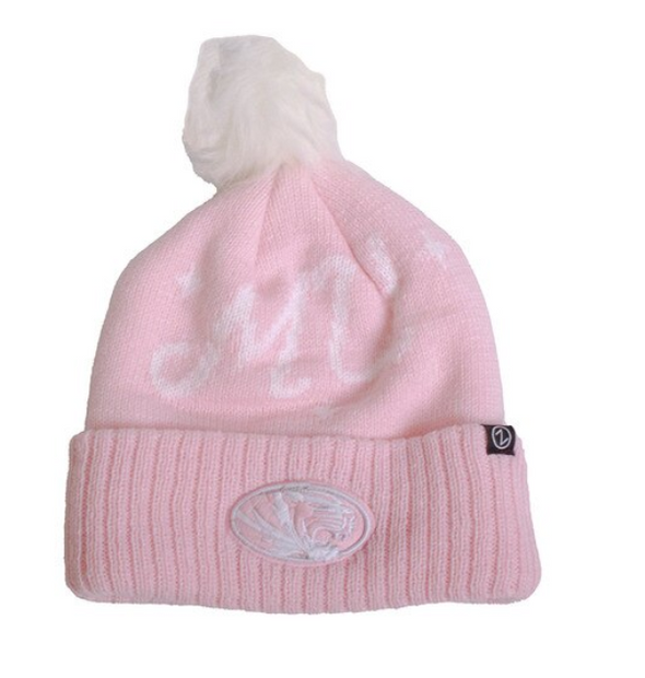 Mizzou Tigers Oval Tiger Head Glee MU Pink Knit Beanie