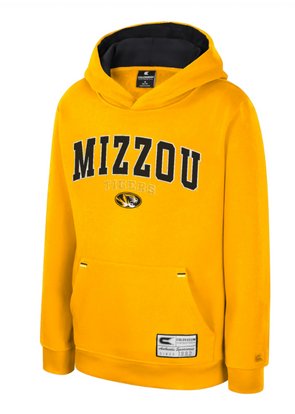 Mizzou Tigers Colosseum Youth Land of OOO Mizzou Tigers Oval Tiger Head Gold Hoodie
