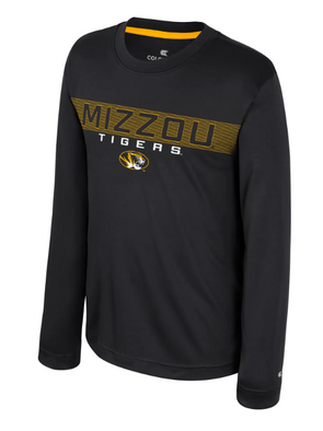 Mizzou Tigers Colosseum Youth Lemon Grab Oval Tiger Head Black Long Sleeve T-Shirt
