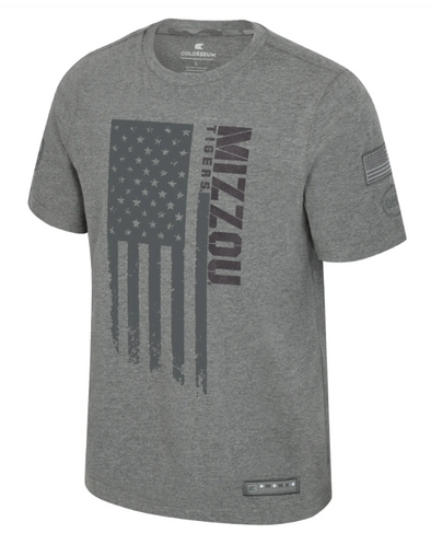 Mizzou Tigers Colosseum OHT Mizzou - RAH American Flag Heather Grey T-Shirt