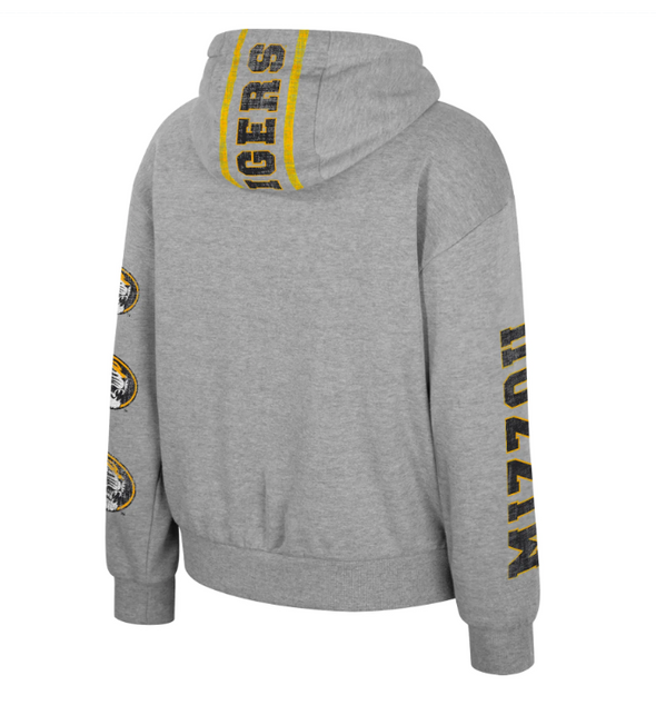 Mizzou Tigers Colosseum Mizzou - RAH Women's Raven Full Zip Multi Logos Grey Hooded Jacket