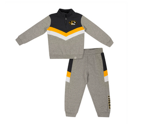 Mizzou Tigers Colosseum Toddler Fleece Clarence 1/4 Zip Oval Tiger Head Sweatpants Set