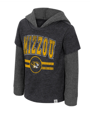 Mizzou Tigers Colosseum Toddlers Gower Oval Tiger Head Long Sleeve Hooded Black T-Shirt