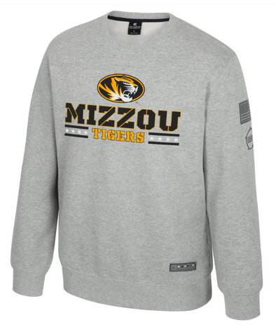 Mizzou Tigers Colosseum OHT Platoon Fleece Grey Crew Neck Sweatshirt