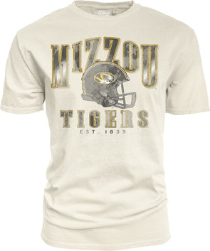 Mizzou Tigers Blue84 Oversized Football Helmet Distressed Off White T-Shirt