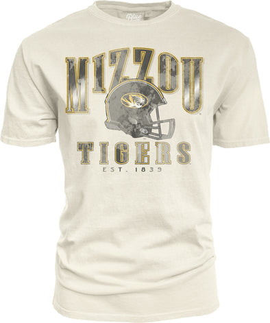 Mizzou Tigers Blue84 Oversized Football Helmet Distressed Off White T-Shirt