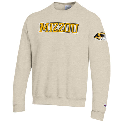 Mizzou Tigers Champion® Chenille Mizzou Tiger Head Oatmeal Crew Sweatshirt