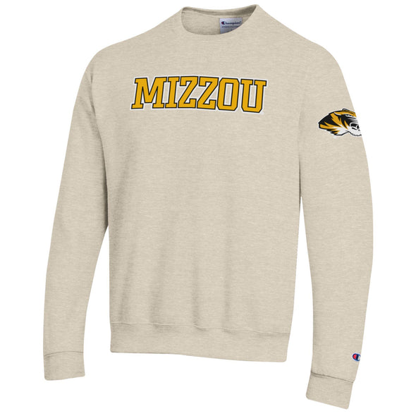 Mizzou Tigers Champion® Chenille Mizzou Tiger Head Oatmeal Crew Sweatshirt