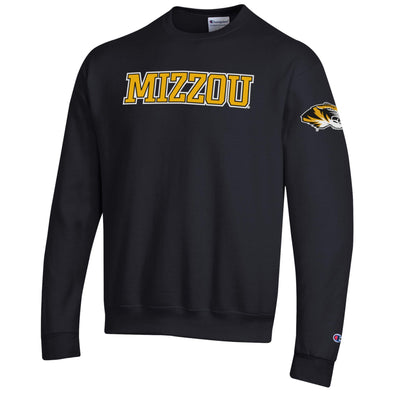 Mizzou Tigers Champion® Chenille Mizzou Tiger Head Black Crew Sweatshirt