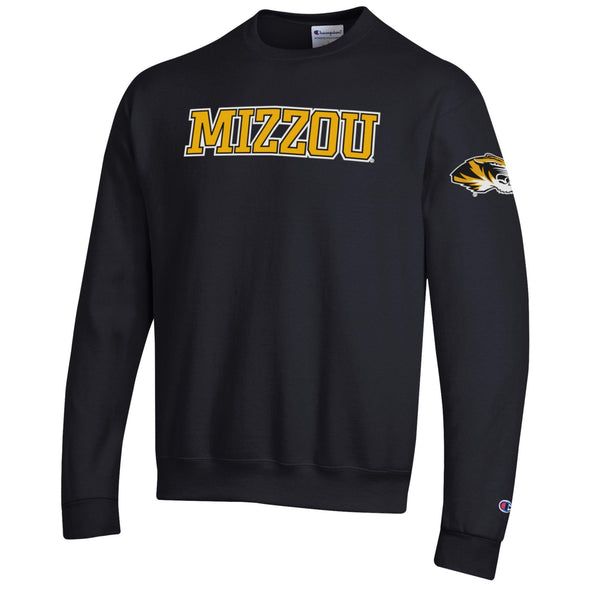 Mizzou Tigers Champion® Chenille Mizzou Tiger Head Black Crew Sweatshirt