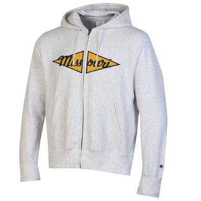 Mizzou Tigers 2025 Champion® TAM Student Designed Reverse Weave Missouri Diamonds Vault Tiger Full Zip Hooded Grey Jacket