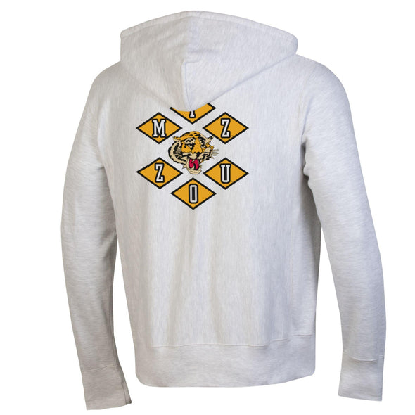 Mizzou Tigers 2025 Champion® TAM Student Designed Reverse Weave Missouri Diamonds Vault Tiger Full Zip Hooded Grey Jacket