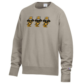Mizzou Tigers 2025 Champion® TAM Student Designed Garment Dyed Vault Sweater Tiger MIZ ZOU Tan Crew Sweatshirt