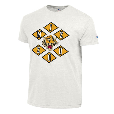 Mizzou Tigers 2025 Champion® TAM Student Designed Vault Mizzou Diamonds Tiger Off White T-Shirt