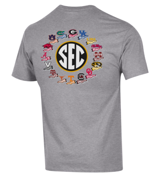 Mizzou Tigers Champion® SEC All Teams Pennant Logo's Grey T-Shirt